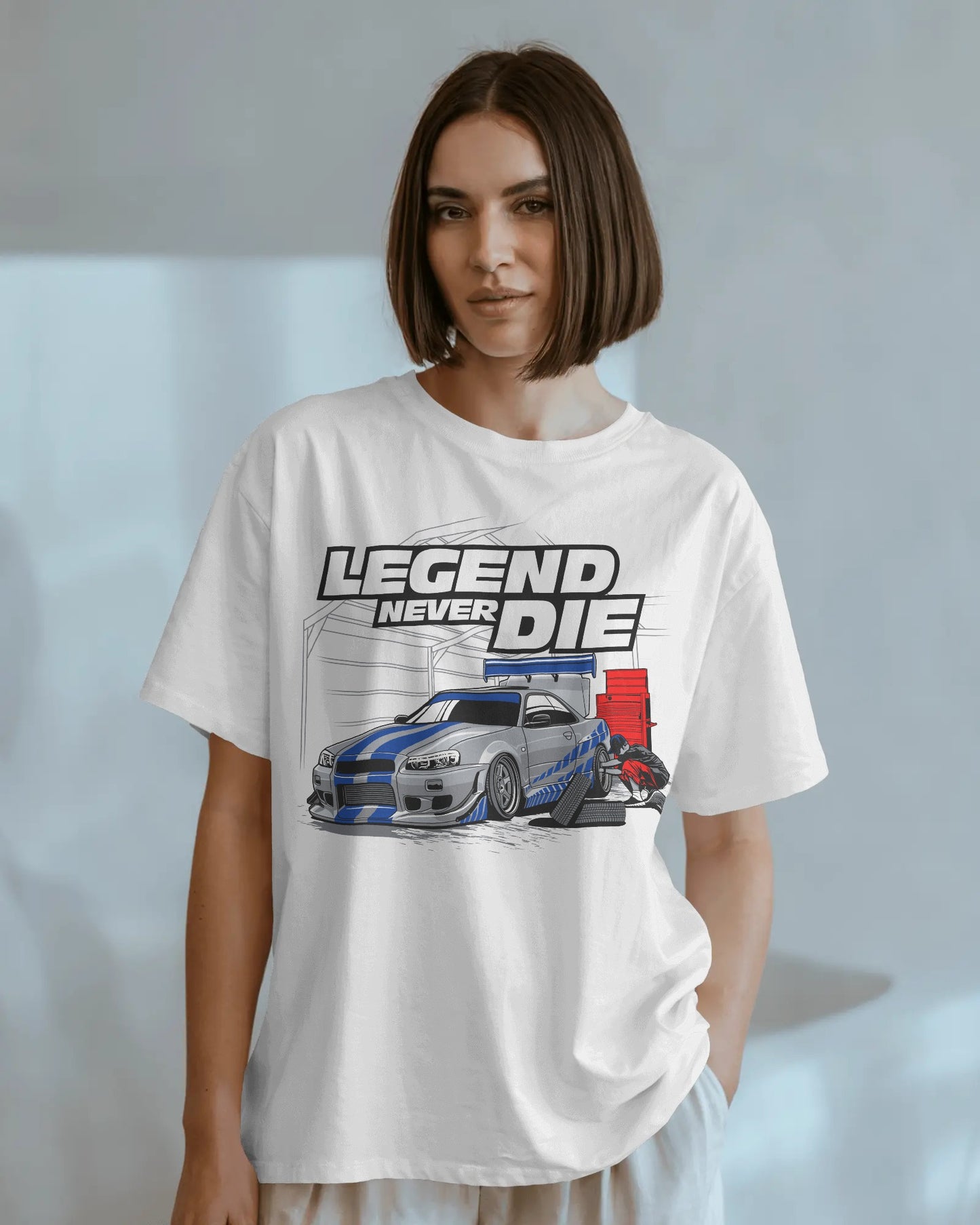 LEGEND NEVER DIE – Oversized Street Racer Tee With 240 GSM Premium Cotton
