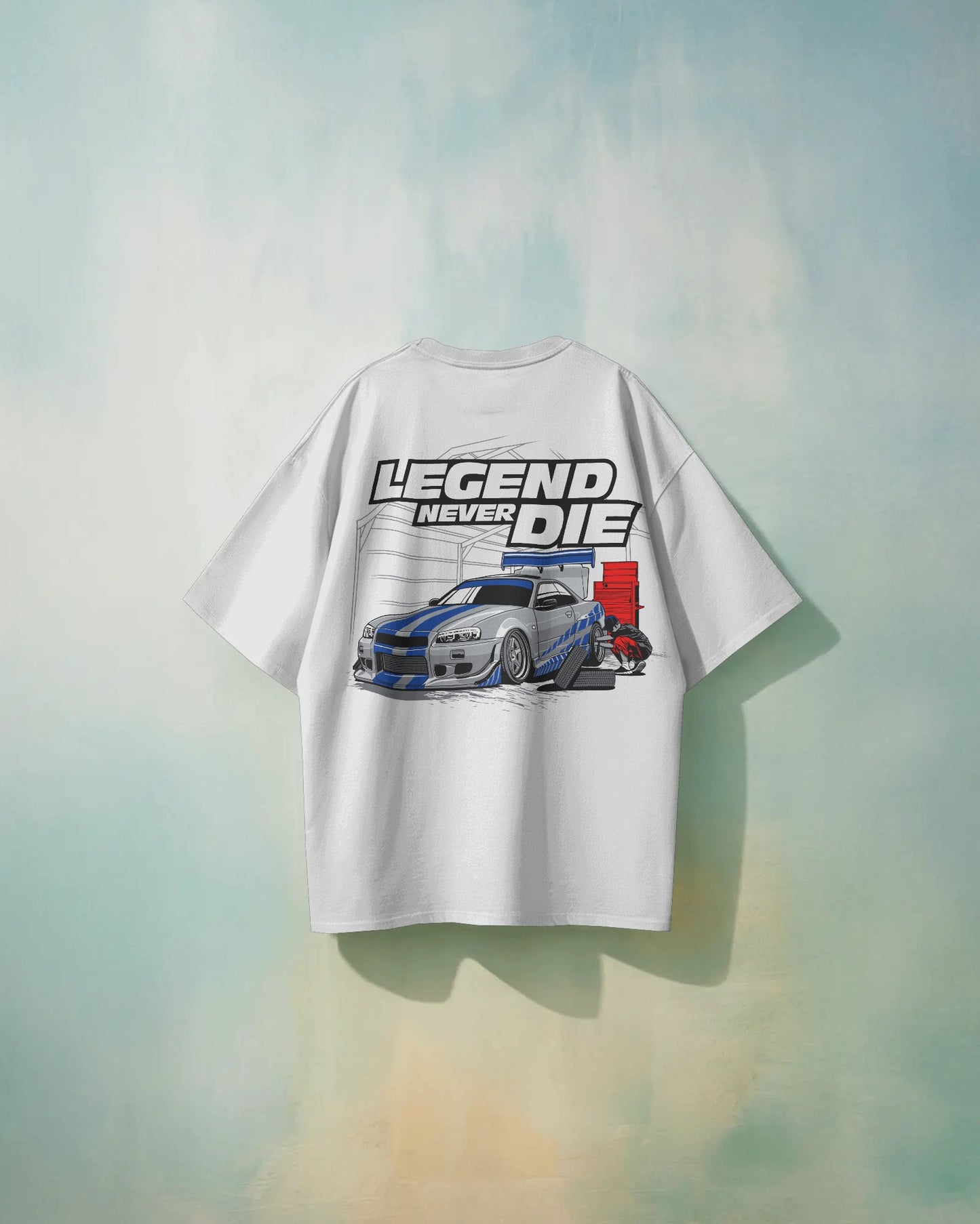 LEGEND NEVER DIE – Oversized Street Racer Tee With 240 GSM Premium Cotton
