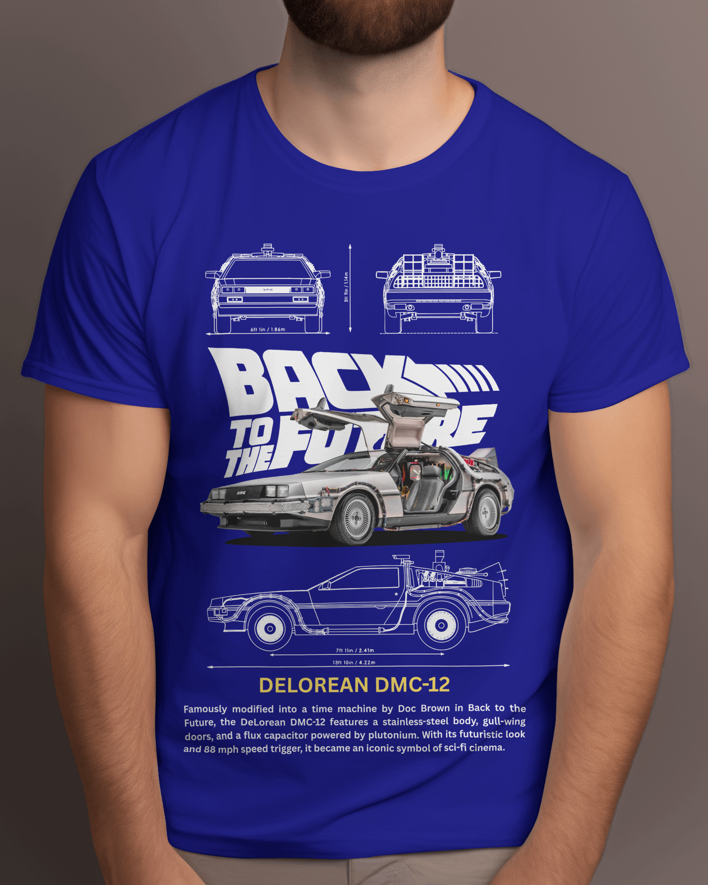 Back to the Future Delorean Regular T-Shirt – Retro Time Travel Tee for Movie Fans
