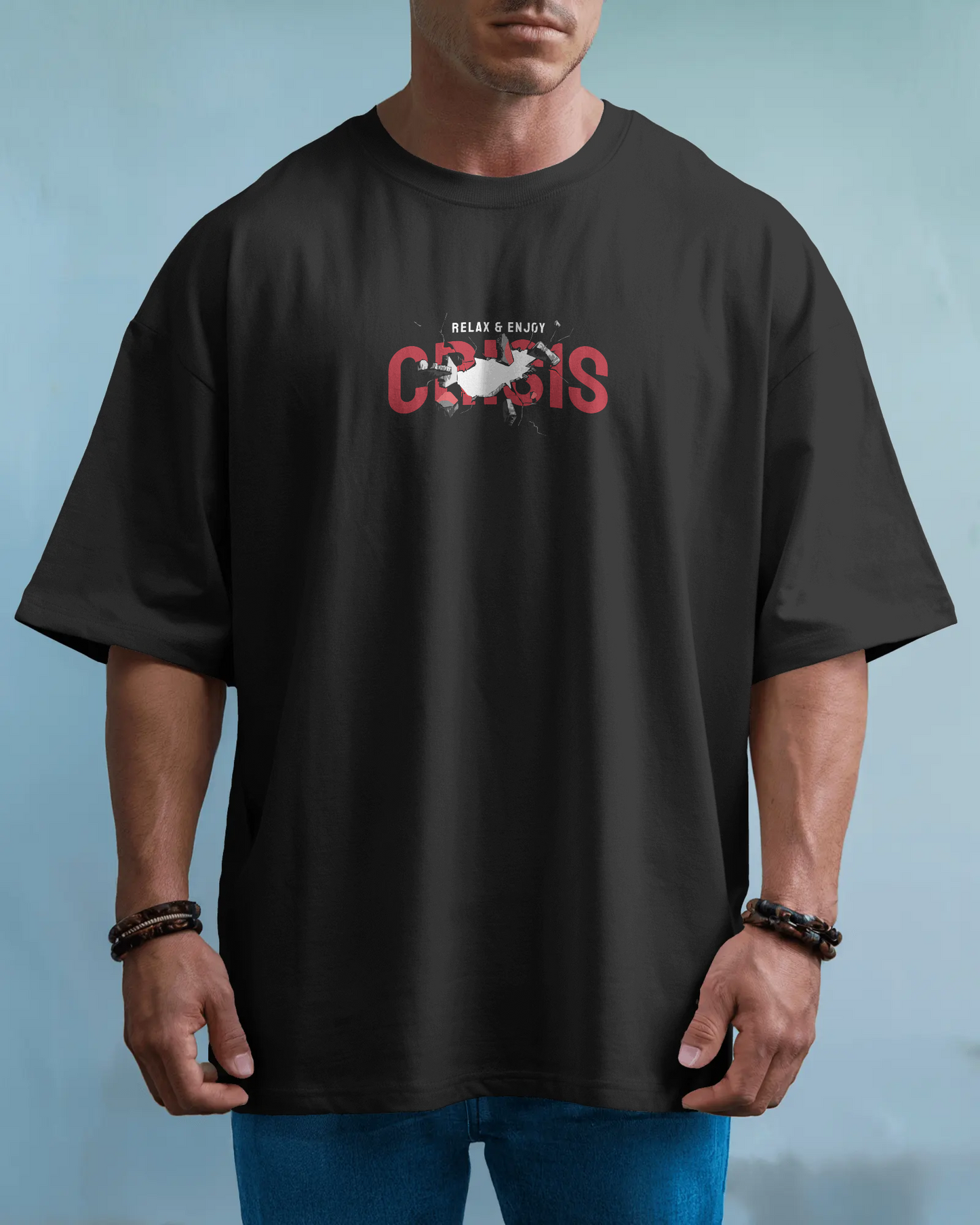 “Relax & Enjoy Crisis” Oversized Streetwear T-Shirt – 240 GSM Premium Cotton