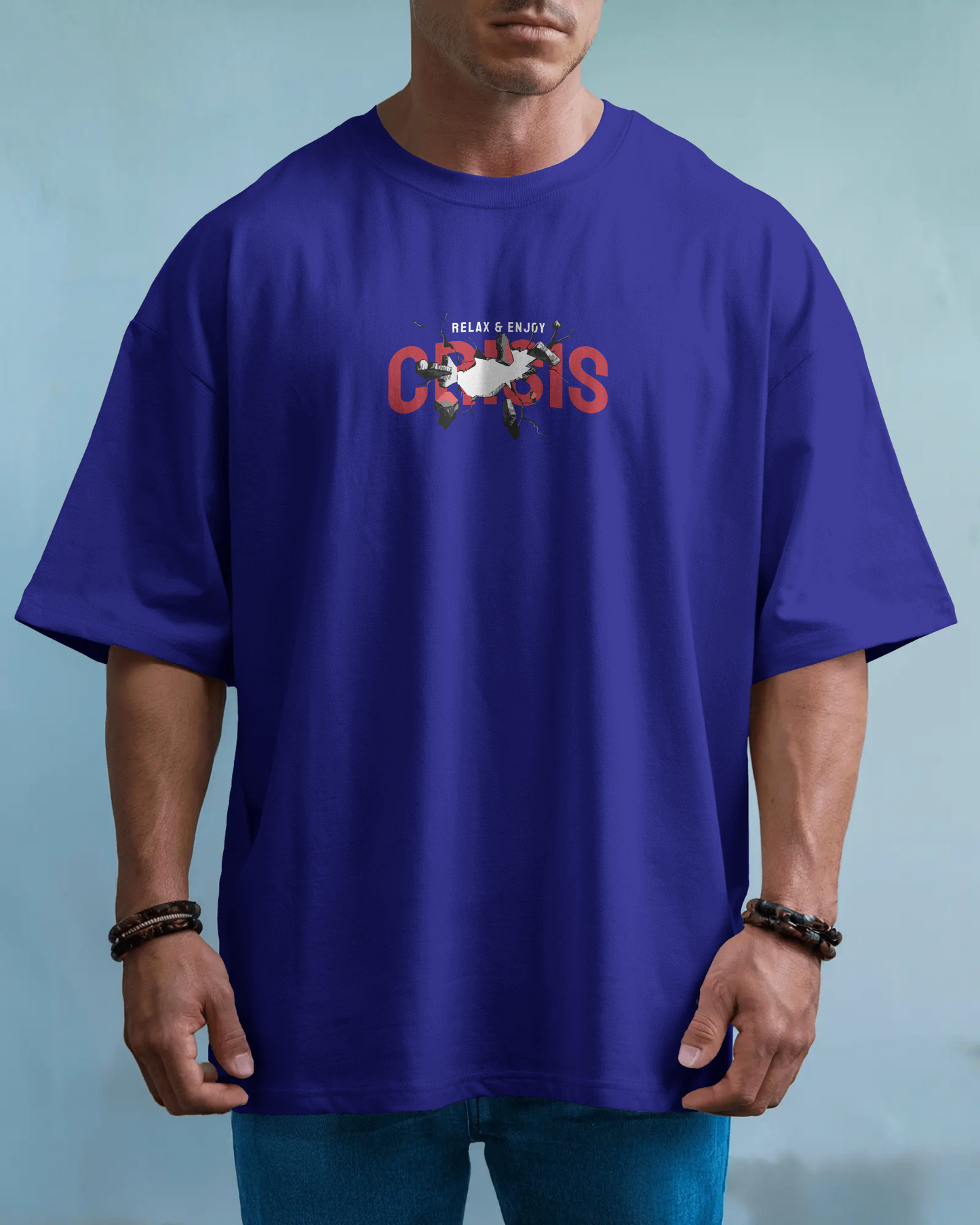 “Relax & Enjoy Crisis” Oversized Streetwear T-Shirt – 240 GSM Premium Cotton