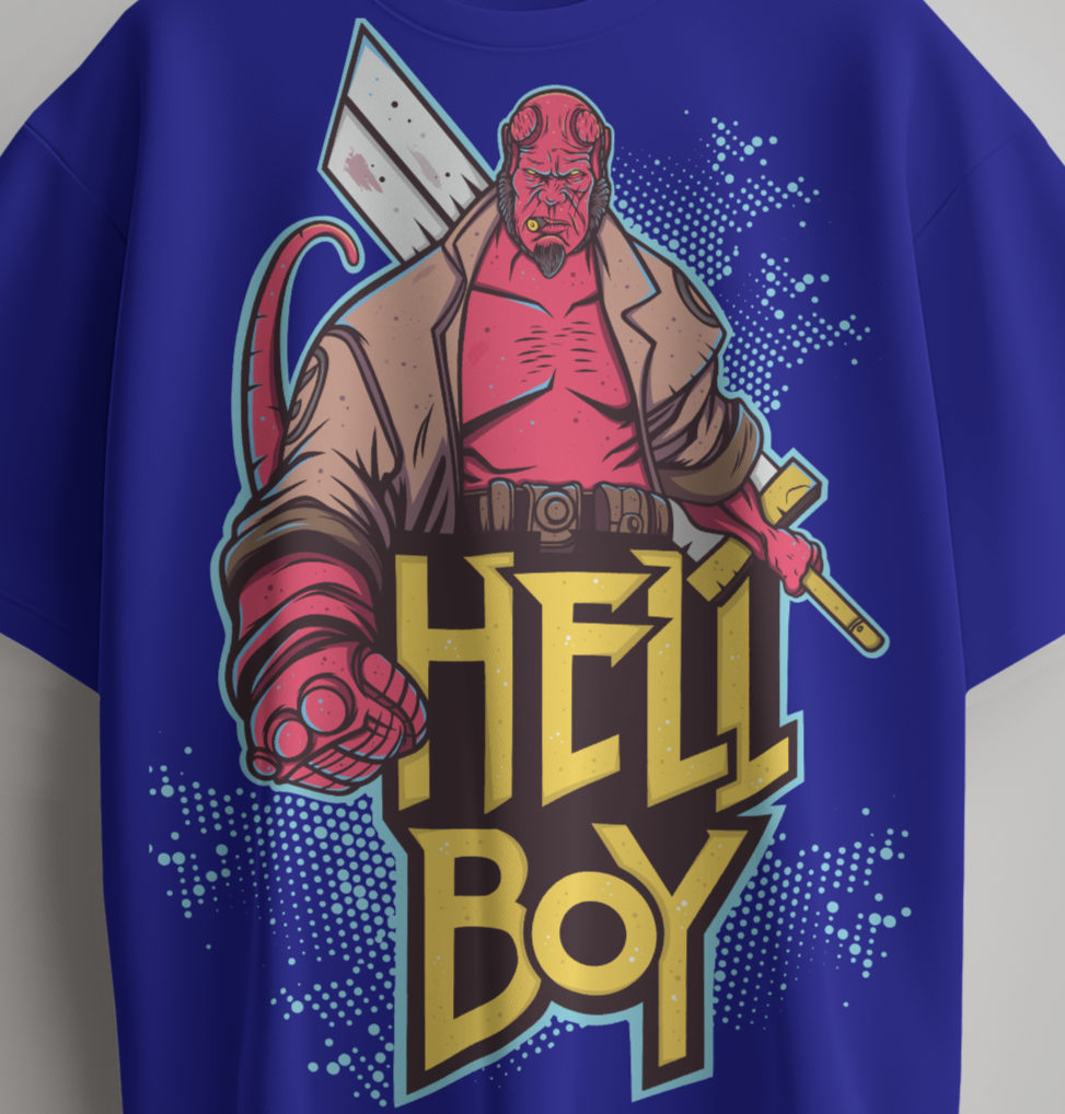 Hellboy Oversized T-Shirt – Heavy 240 GSM Cotton | Comic Streetwear