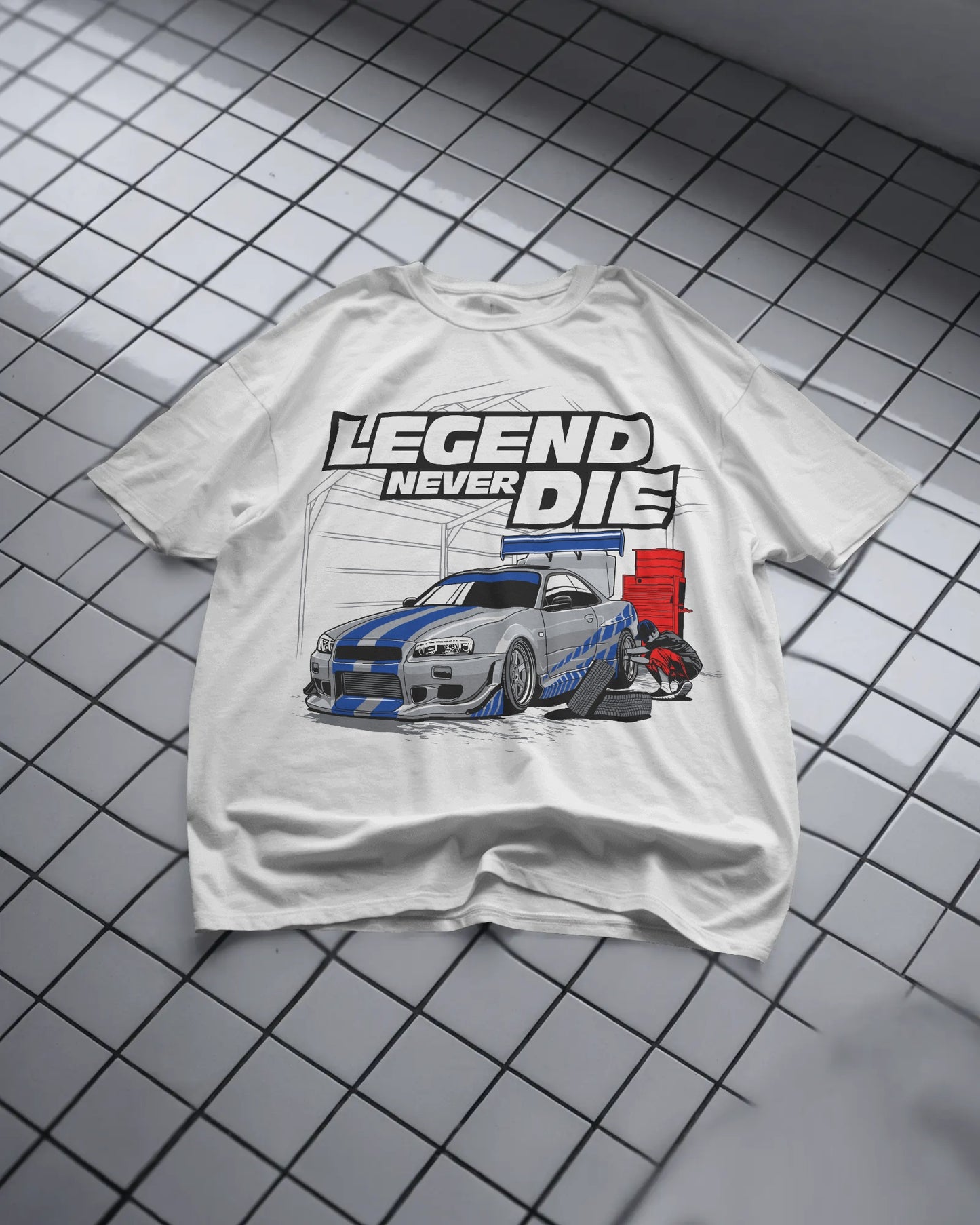 LEGEND NEVER DIE – Oversized Street Racer Tee With 240 GSM Premium Cotton