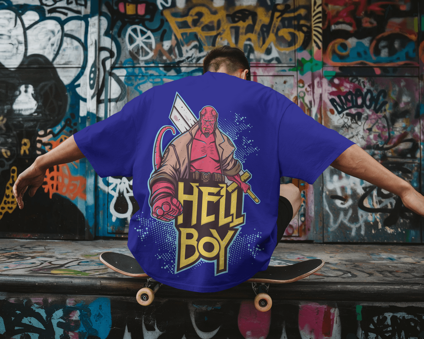 Hellboy Oversized T-Shirt – Heavy 240 GSM Cotton | Comic Streetwear