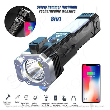 8-in-1 Emergency Flashlight & Power Bank | Portable LED Flashlight - OyeTrendy