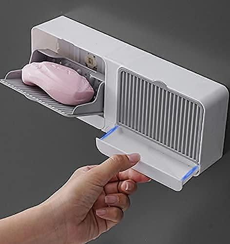 Wall-Mounted Double Bar Soap Holder with Lid - No Drilling & Easy Clean