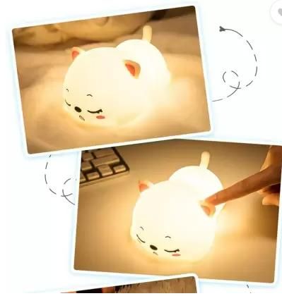 Kids Cute Silicon Snoring Cat Night Light LED Lamp | USB Rechargeable