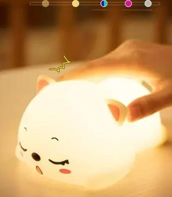 Kids Cute Silicon Snoring Cat Night Light LED Lamp | USB Rechargeable