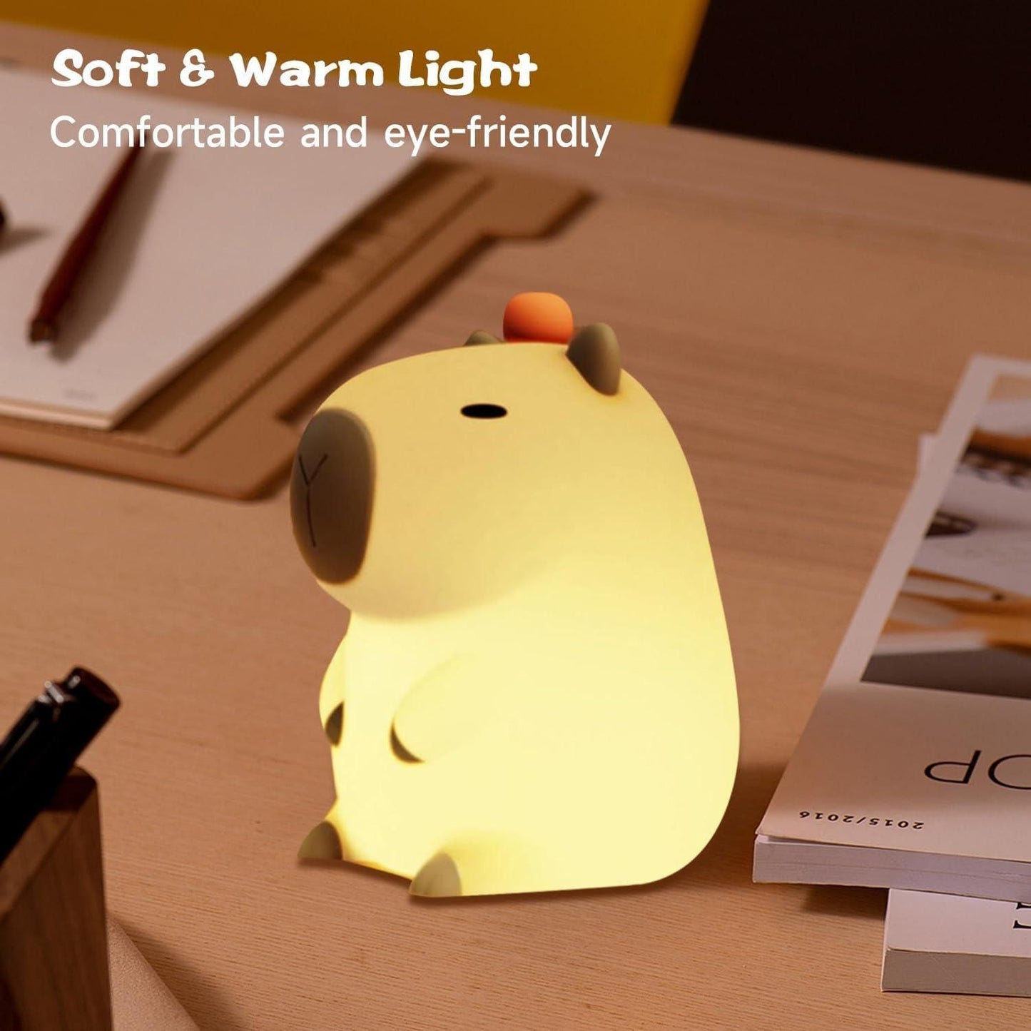 USB Rechargeable Capybara Night Light – Soft Silicone LED Lamp