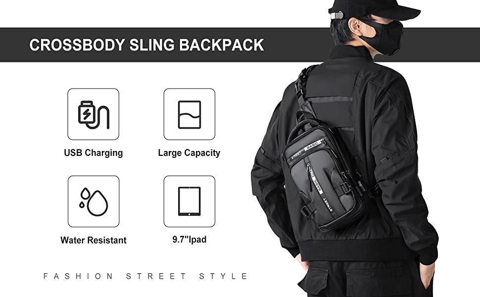 Trendy Sling Bag with USB Charging Port, Waterproof & Lightweight