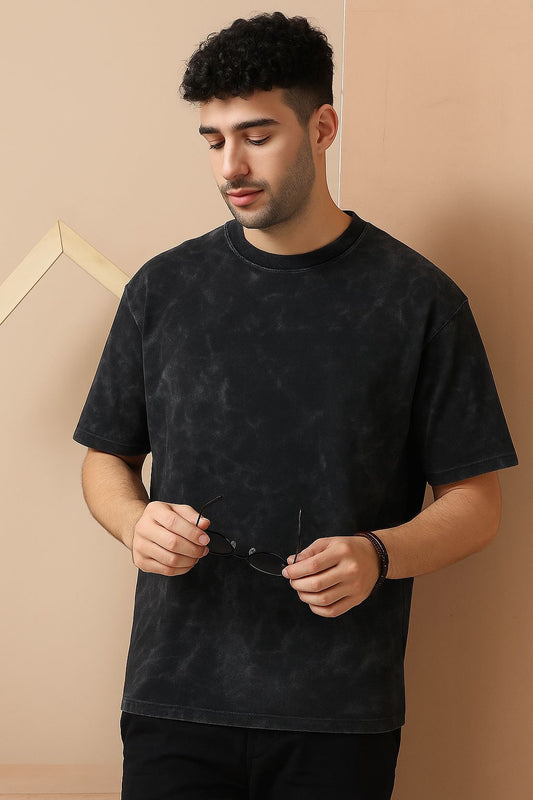 Men’s Washed Black Oversized T-Shirt – Vintage Fade By OyeTrendy