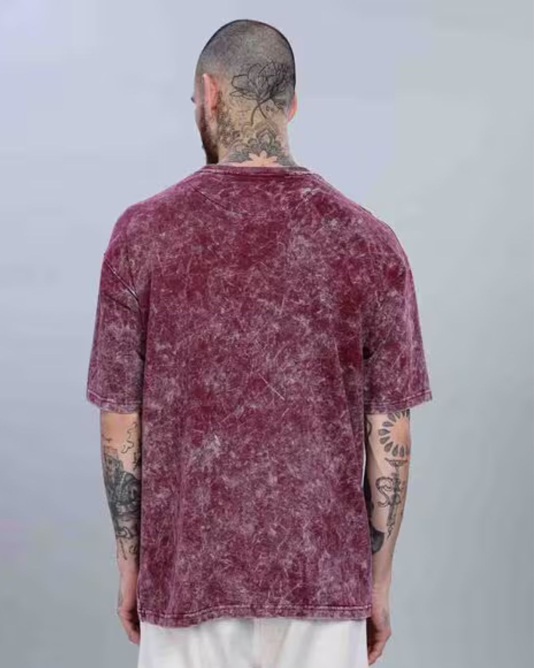 Men’s Red Acid-Washed Oversized T-Shirt – Burnt Fade Drop By OyeTrendy