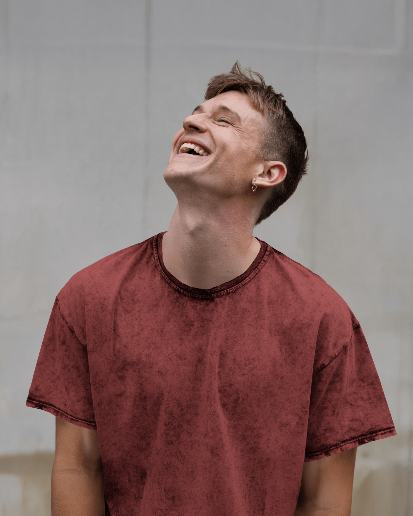 Men’s Red Acid-Washed Oversized T-Shirt – Burnt Fade Drop By OyeTrendy