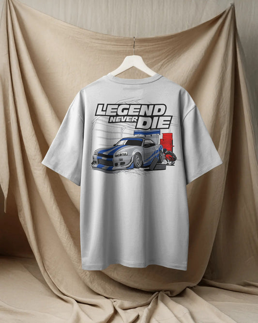 LEGEND NEVER DIE – Oversized Street Racer Tee With 240 GSM Premium Cotton
