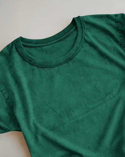 Men’s Bottle Green Acid-Washed Oversized T-Shirt – Vintage Fade By OyeTrendy