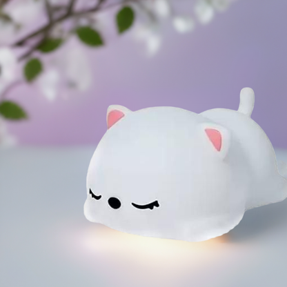 Kids Cute Silicon Snoring Cat Night Light LED Lamp | USB Rechargeable