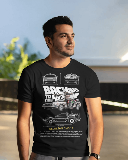 Back to the Future Delorean Regular T-Shirt – Retro Time Travel Tee for Movie Fans