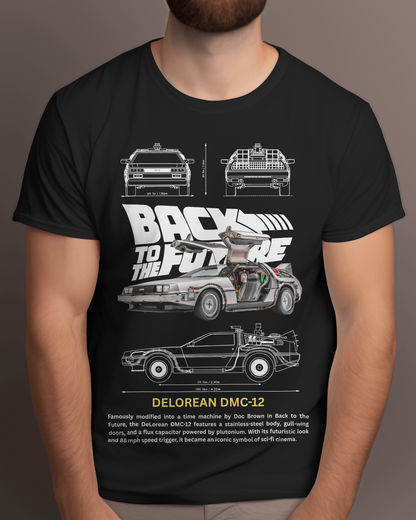 Back to the Future Delorean Regular T-Shirt – Retro Time Travel Tee for Movie Fans
