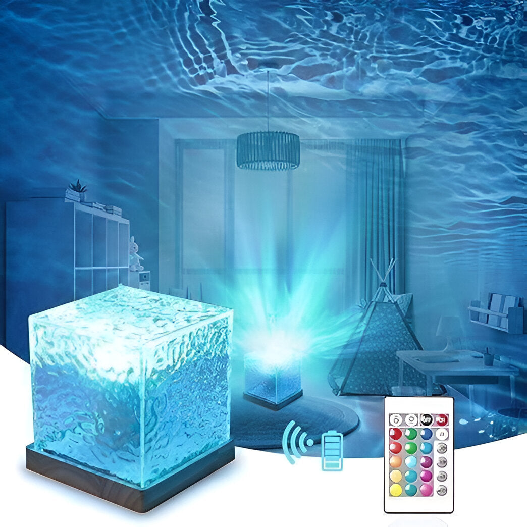 3D Ocean Wave Projector Lamp – 16-Color LED Night Light with Remote Control - OyeTrendy